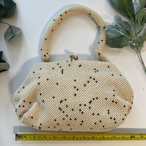 Elegant Beaded Cream Clutch